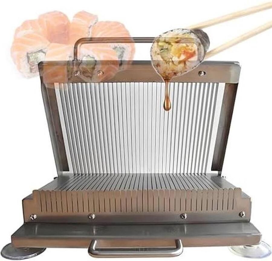 Sushi Snijders Rijstrol Maker Sushi Bereiden Instelbare Mesafstand 25x20cm Snijvlak Zilverkleurig