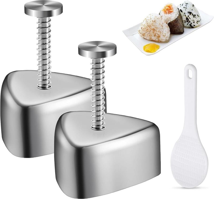 Sushi-vorm set van 2 driehoekige onigiri rijstbal maker van roestvrij staal