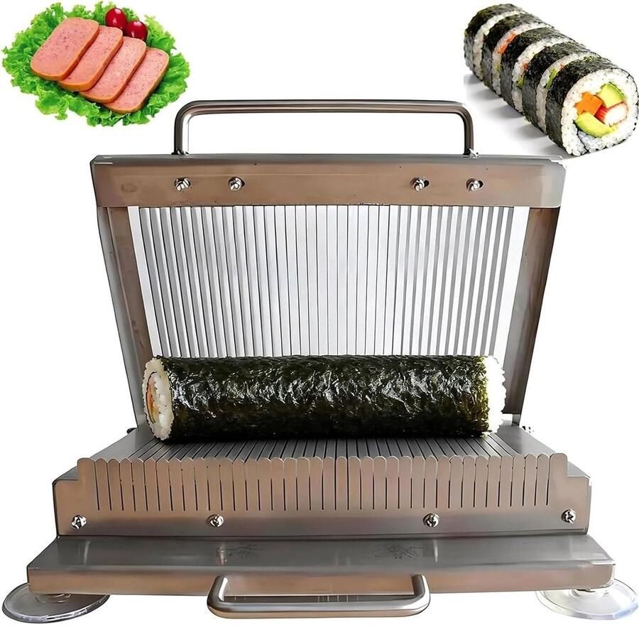 Sushisnijder Voedselroller Snijder Gelijkmatig Snijden Antislip Zuignap 25x20cm Snijgebied Zilver