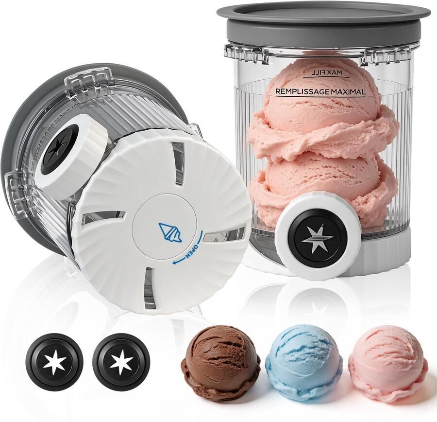 Swirl Containers 2 stuks 480 ml grijs compatibel met Swirl NC700 & NC701 container met deksel en uitloopstukken ijsmachine accessoires