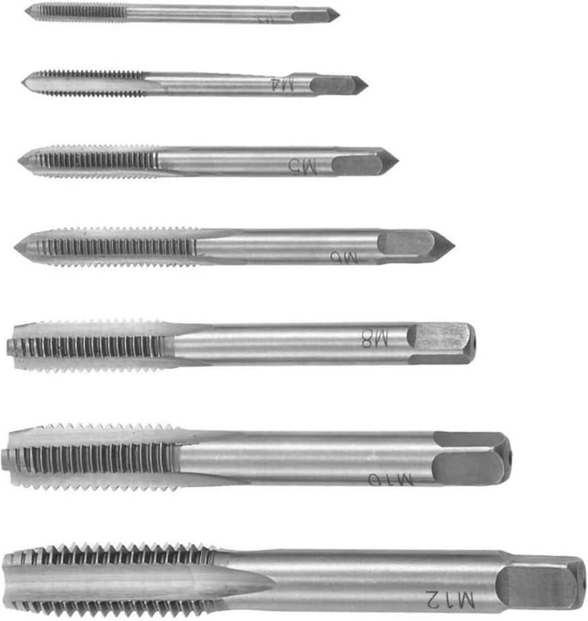Sylen HSS-tapset 7-delig metrisch M3 M4 M5 M6 M8 M10 M12 draadsnijgereedschap