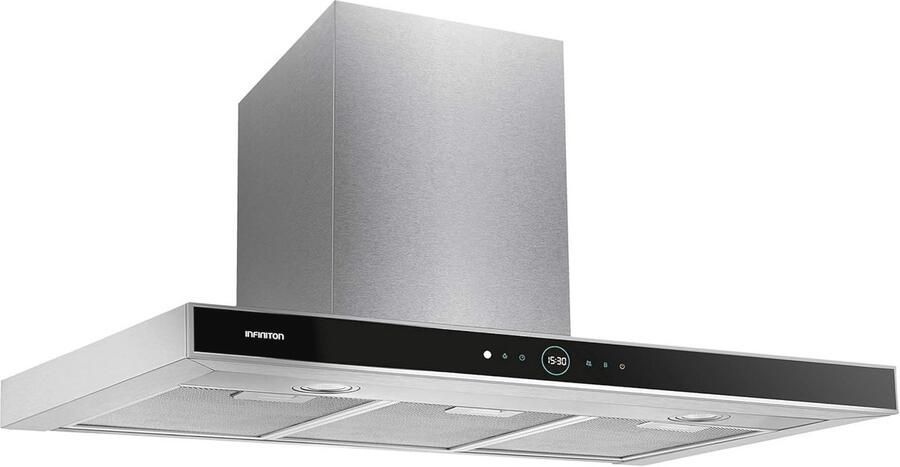 T-omkeerbare Afzuigkap met Roestvrijstalen Afwerking en Digitale Klok 800 m³ h