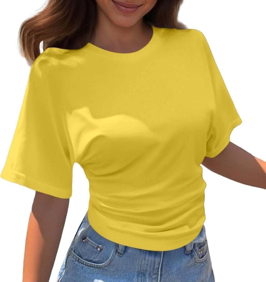 T-shirt met ronde hals en korte mouwen losvallend