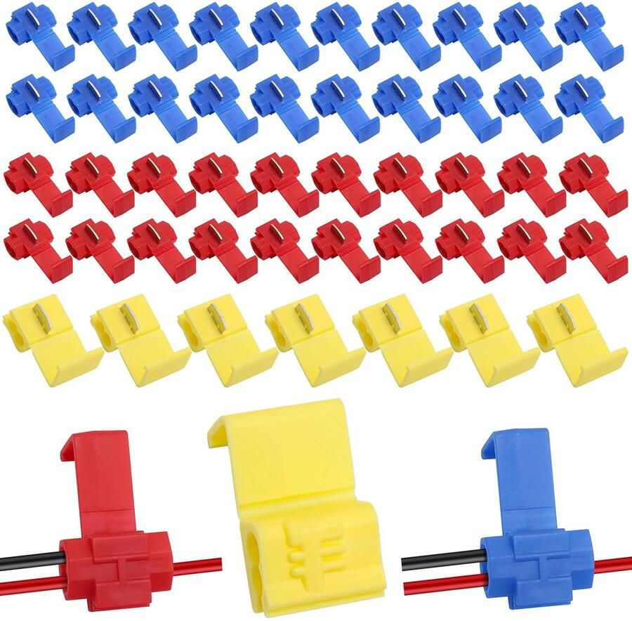 T-Tap Aftakverbinders 100 stuks 0 5 6 mm² stroomdief voor auto snelkoppeling waterdicht voor auto en motorfiets (rood blauw geel)