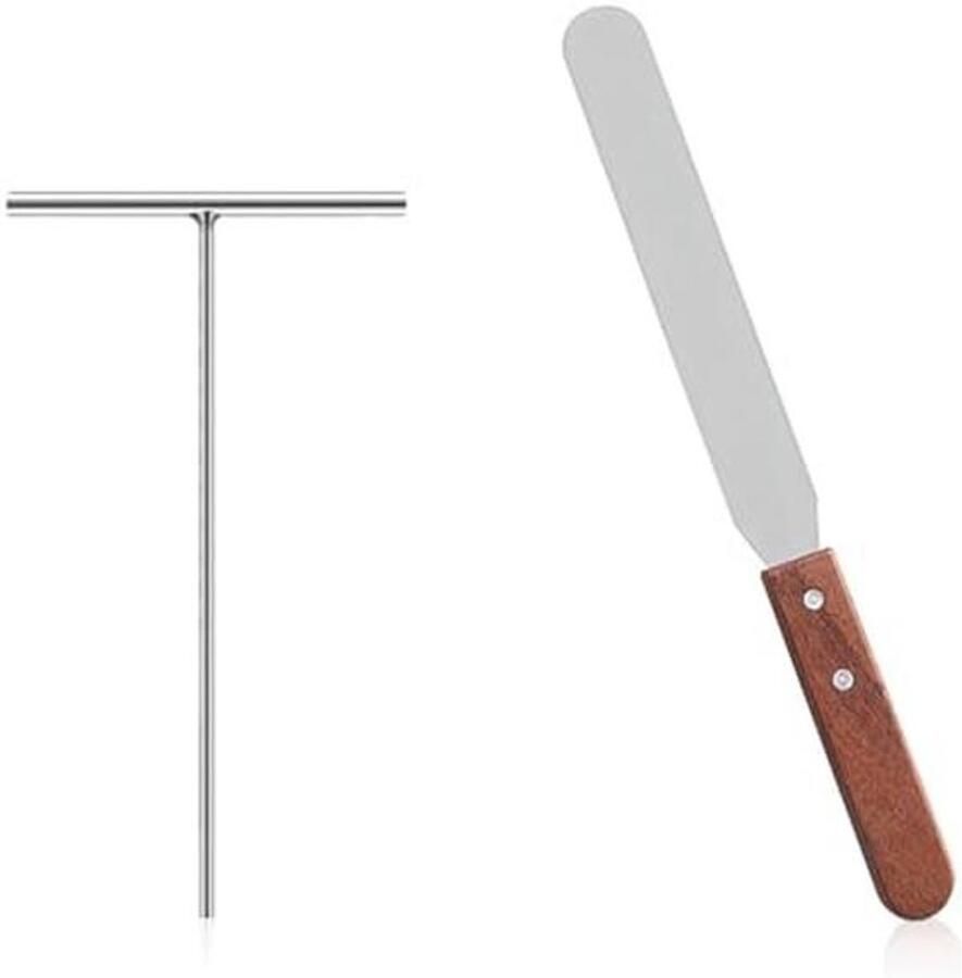 T-vormige deegverdeler en spatels voor pannenkoeken roestvrij staal