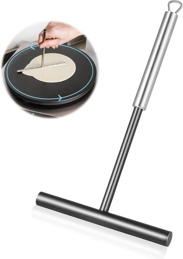 T-vormige deegverdeler Pannenkoeken spreader Crêpes maken Roestvrij staal 195 cm Zilver
