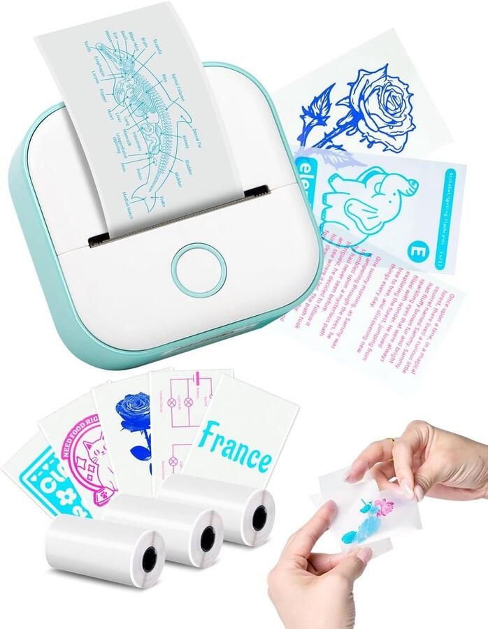 T02 Mini Pocket Printer Draagbare Thermische Printers Maker Machine inktloze printer voor Grafische Studio Anatomisch Diagram notities Fotos compatibel met telefoon en tablet Groen