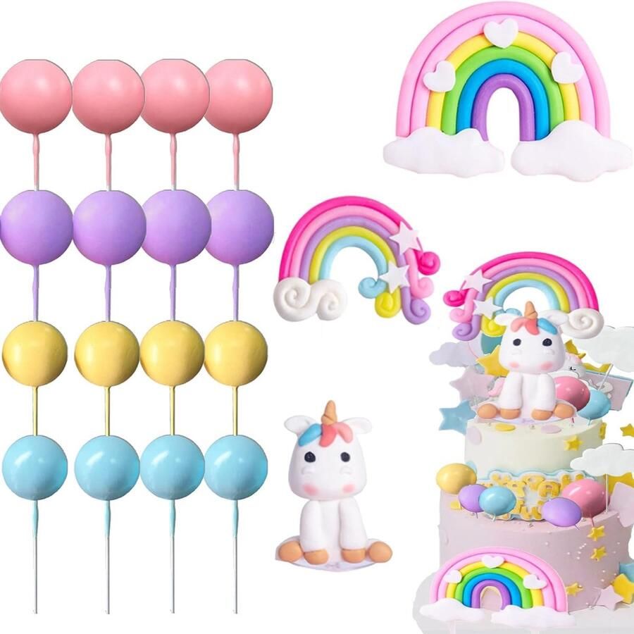 Taartdecoratie 23 stuks eenhoorntaartdecoratie eenhoorn taarttopper eenhoorn verjaardagstaartdecoratie 3D eenhoorn taarttopper regenboogtaartdecoratie eenhoorn taartdecoratie voor