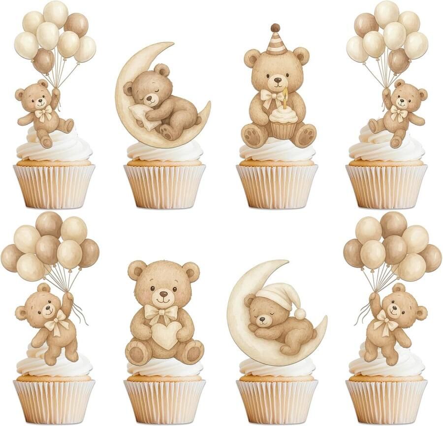 Taartdecoratie Beer Set voor onvergetelijke Baby Shower momenten Cupcake Decoratie jongen meisje perfect voor Gender Reveal feestje Taarttopper Happy Birthday met liefdevol design 36