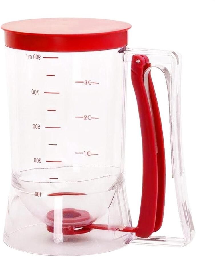Taartdeeg Dispenser Pannenkoekenmaker Scheider Bakken Maken Lekvrij Ontwerp 900 ml Rood