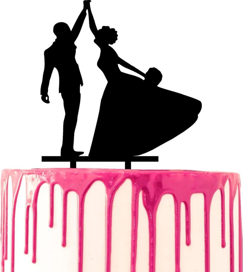 Taartopzetstuk voor bruidstaarten bruidspaar en bruid van acryl