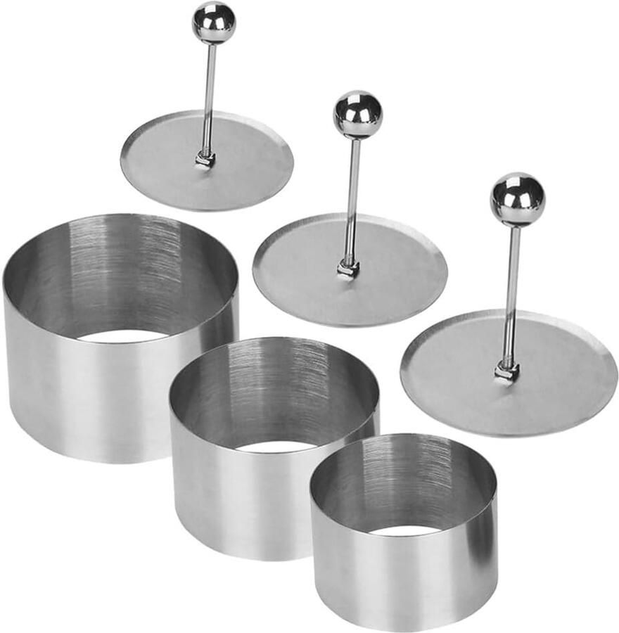 Taartring Set Dessert Mousse Vormen Keuken Gereedschap Roestvrij Staal 3 Maten Zilver