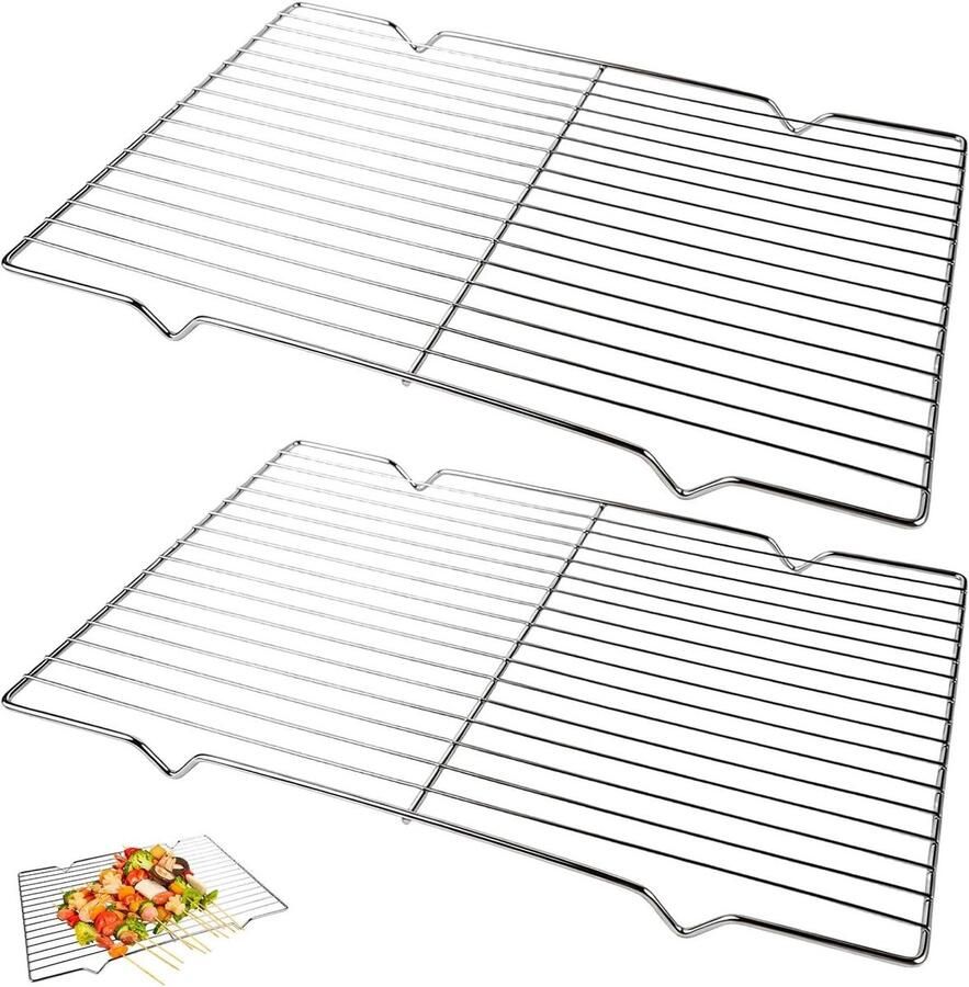 Taartroosters Afkoelroosters Bakroosters Set Bakken Koelen Grillen Roestvrij Staal 3 Stuks 20.5x30cm Zwart