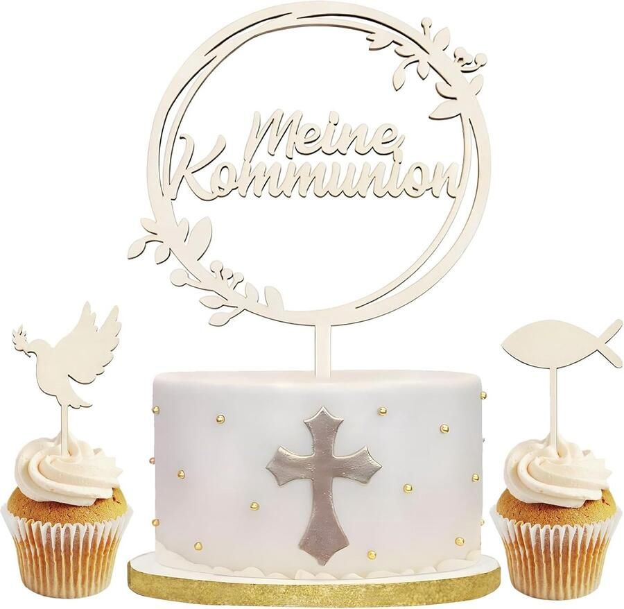 Taarttopper doop houten taartdecoratie communie taarttopper communie taarttopper doop gepersonaliseerde taarttopper gemaakt van hout 16 cm diameter