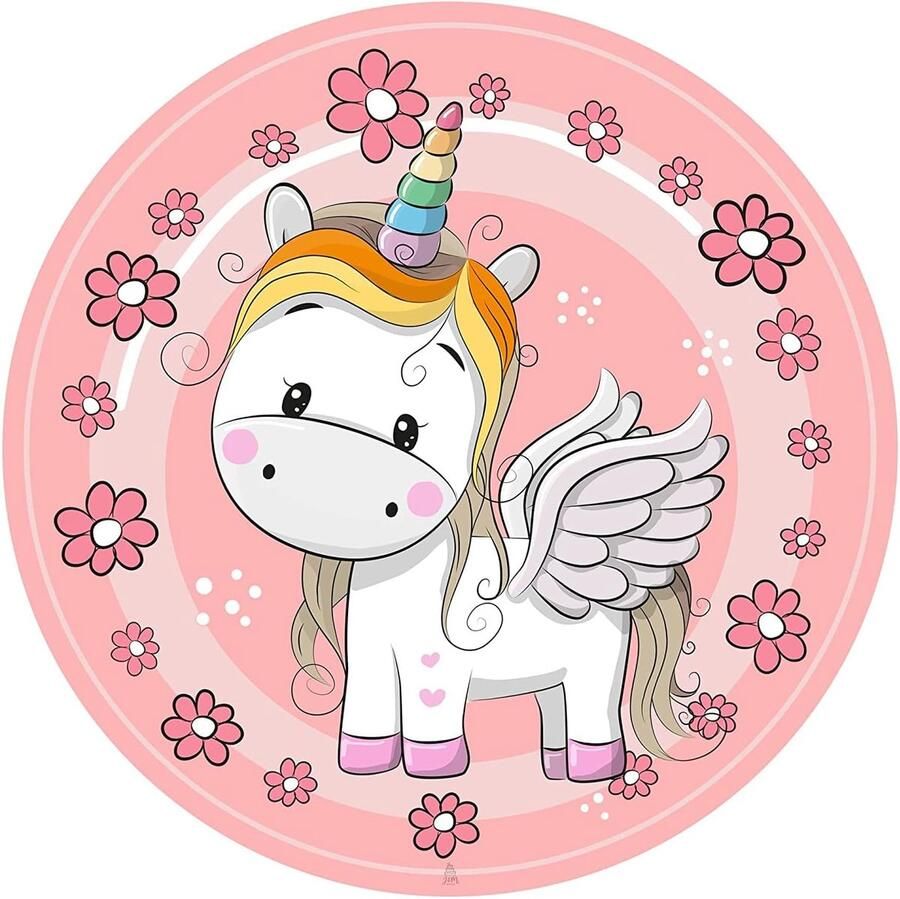Taarttopper Verjaardag Decoratie Eenhoorn Taart Decoratie Eetbare Papieren Fondant Rond 20 cm Taartdecoratie Eetbaar Cake Birthday Decoration