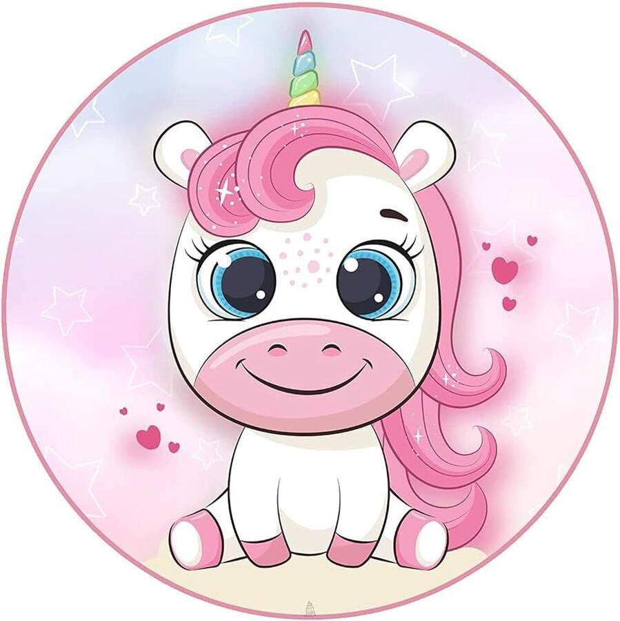 Taarttopper Verjaardag Decoratie Eenhoorn Taart Topper Taart Decoratie Eetbare Papieren Fondant Rond 20 cm Taartdecoratie Eetbaar Cake Birthday Decoration