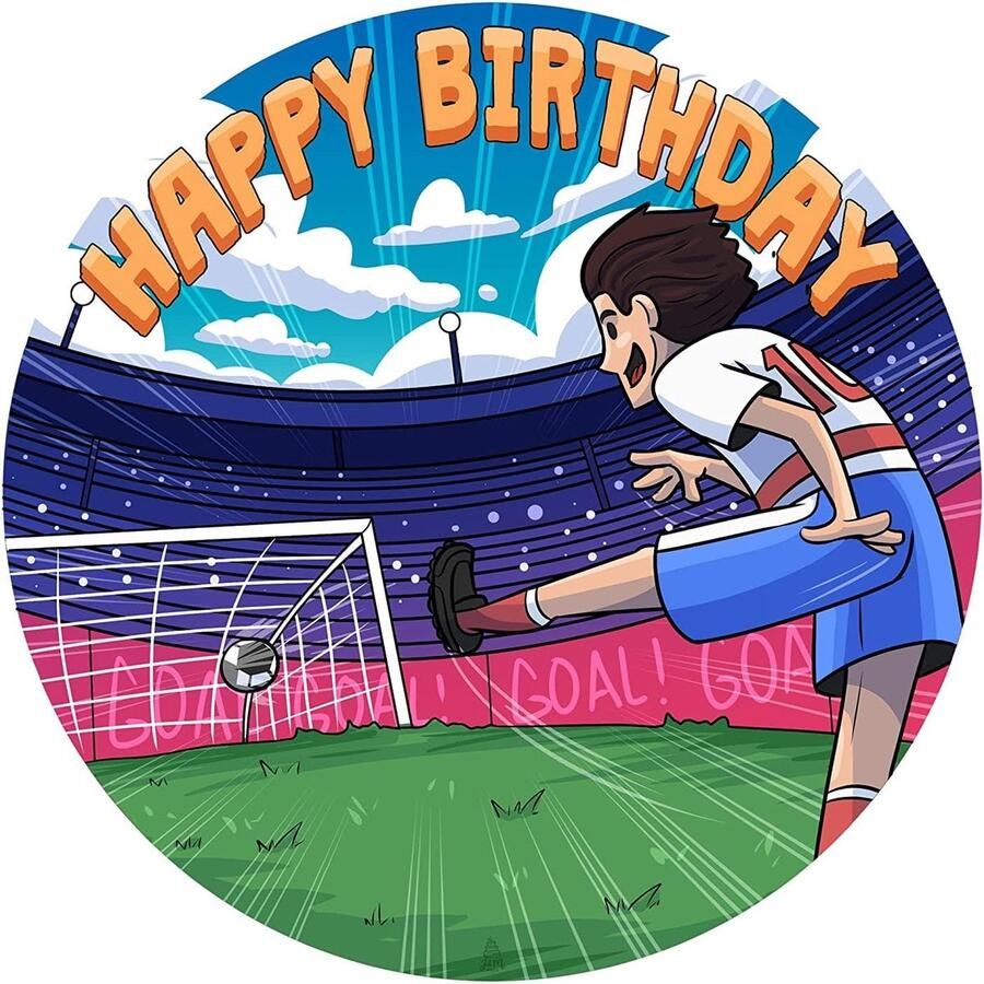 Taarttopper Verjaardag Decoratie Voetbal Taart Decoratie Eetbare Papieren Fondant Rond 20 cm Taartdecoratie Eetbaar Cake Birthday Decoration