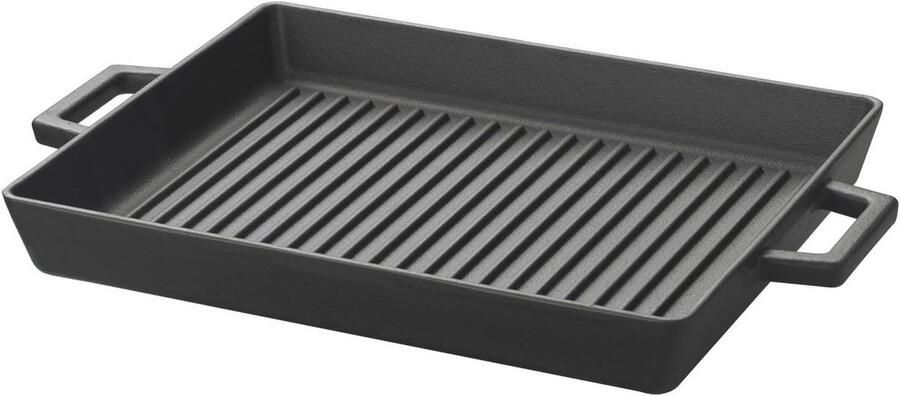 Tafel Grillpan Contactgrill Lekkere Maaltijden Gietijzer met coating 32x26 cm Mat Zwart