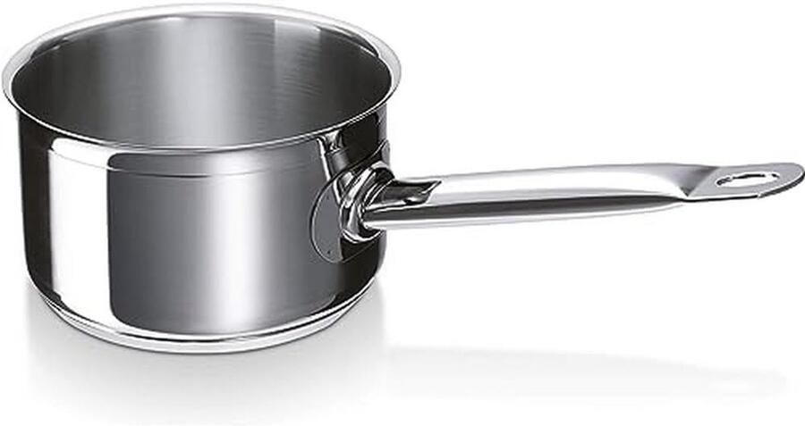 Tafel Steelpan Kookpan Sauspan Koken op Inductie Extra Dikke Basis 16 cm Zilverkleurig