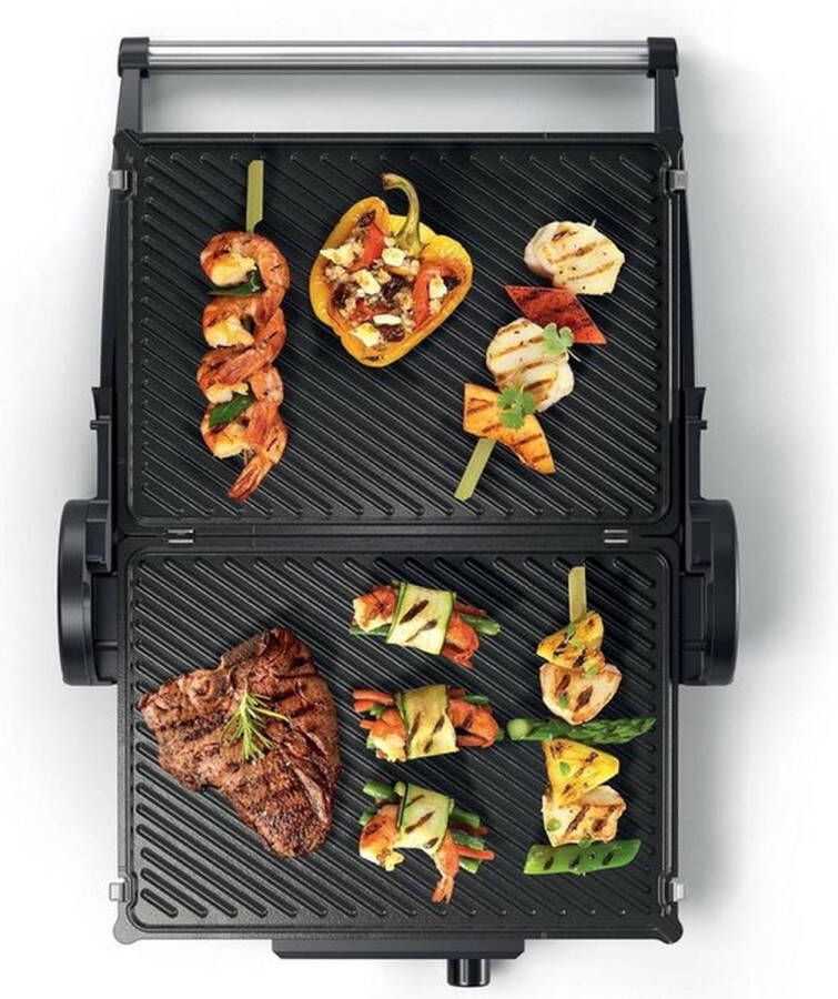 Tafelgrill 3-in-1 contactgrill met traploze thermostaat vetafvoergoot uitneembare aluminium grillplaten eenvoudige reiniging 2000 W rood Contactgrill uitneembare platen