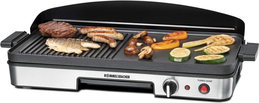 Tafelgrill BBQ 2003 Turbo-grillzone 3-laags anti-aanbaklaag grilloppervlak 50 x 25 cm 1900 watt 3-laagse antiaanbaklaag geïntegreerd verwarmingselement traploze temperatuurregeling geïntegreerde vetafvoer 1900 watt