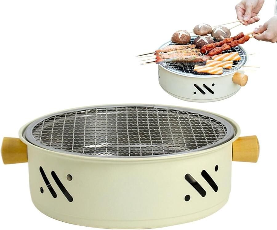 Draagbare Tafelgrill Elektrische BBQ Buiten Koken Rookloos Ontwerp 27.8 cm Diameter Zilver