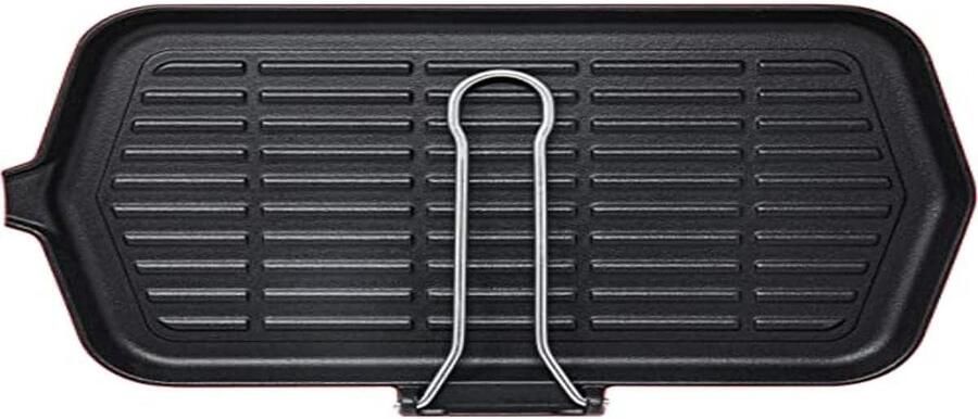 Grillpan Gietijzer Rechthoekige Pan Gelijkmatig Koken Krasbestendige Emaille 23 x 36 cm Wit Grijs