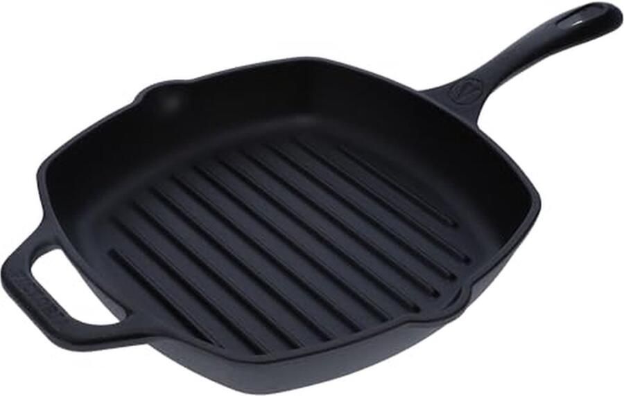 Gietijzeren Grillpan Koekenpan Vierkant Buiten Koken Voorgekruid & Ovenbestendig 25x25cm Zwart