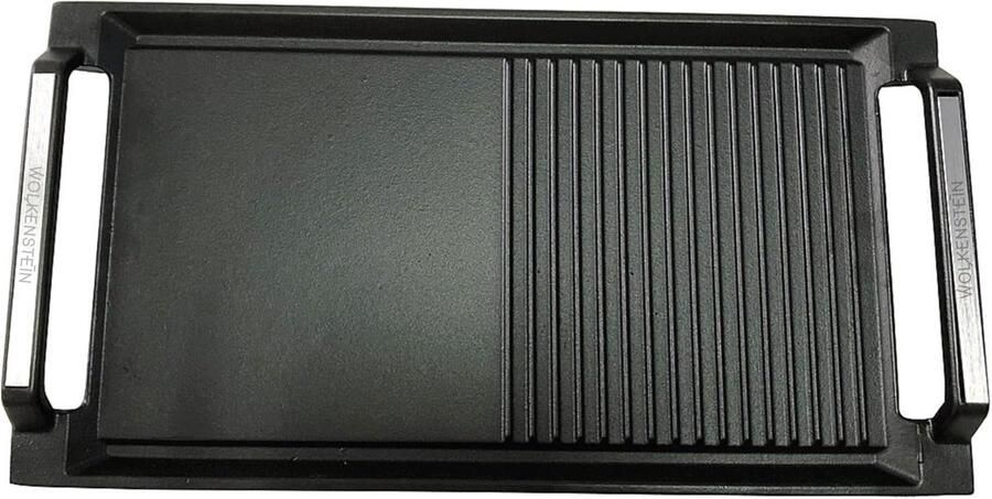 Grillplaat Plancha Gietijzeren Pan Koken op Inductie Dubbelzijdig Grillen 43.7 cm Zwart