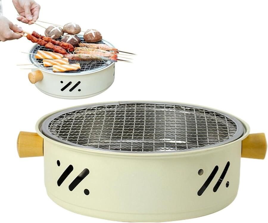Tafelgrill Koreaanse Grill Buiten Grillen Anti-aanbaklaag 27.8 cm Diameter Zilver