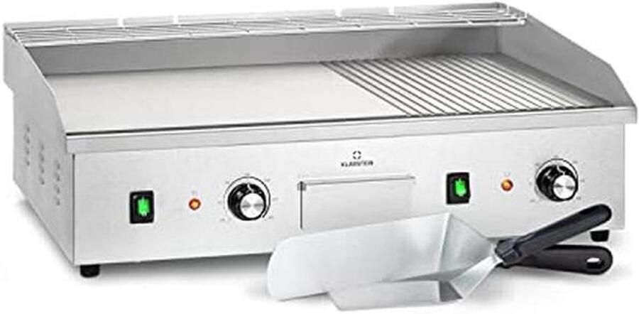 Tafelgrill met LED-display Elektrische grill voor binnen en balkon RVS met verwijderbare antiaanbakplaat en spatscherm