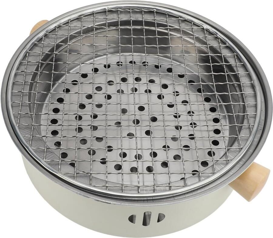 Tafelgrill Mini BBQ Buiten koken Roestvrij staal ontwerp 29 cm diameter Zilverkleurig