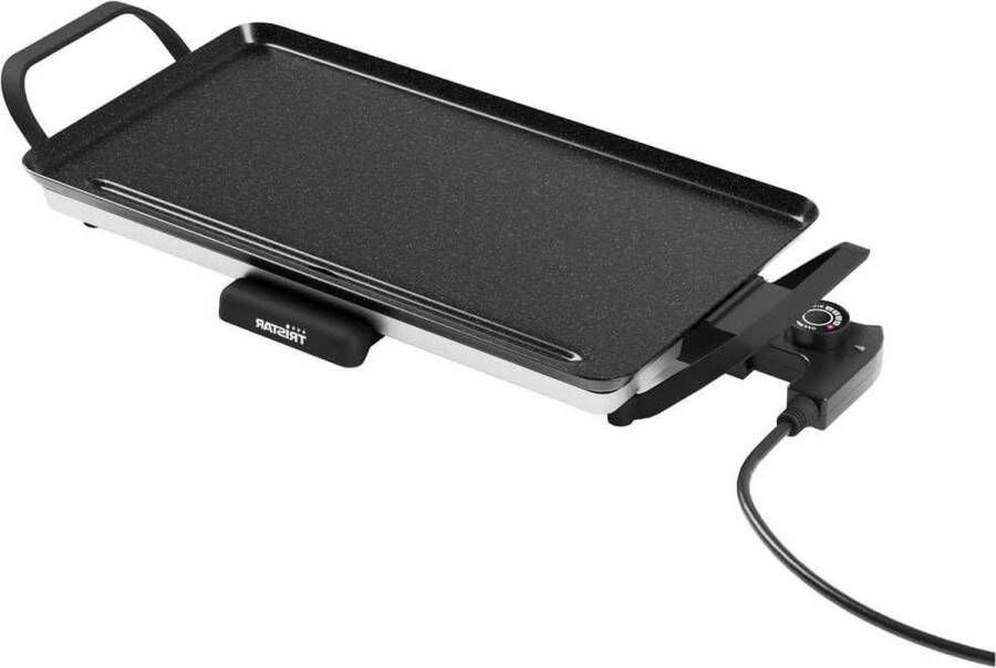 Tafelgrill Slim M Royaal bakoppervlak van 46 x 26 cm Antiaanbaklaag BP-2667 Afneembare Cool-Touch-handgrepen Instelbare thermostaat Gemakkelijk te reinigen Contactgrill uitneembare platen
