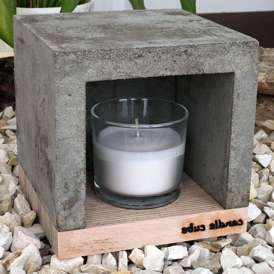 Tafelhaard Concrete Theelichthouder Oven Sfeer Creëren Handgemaakt Uniek Stuk 14x14x14 cm Coconut Island