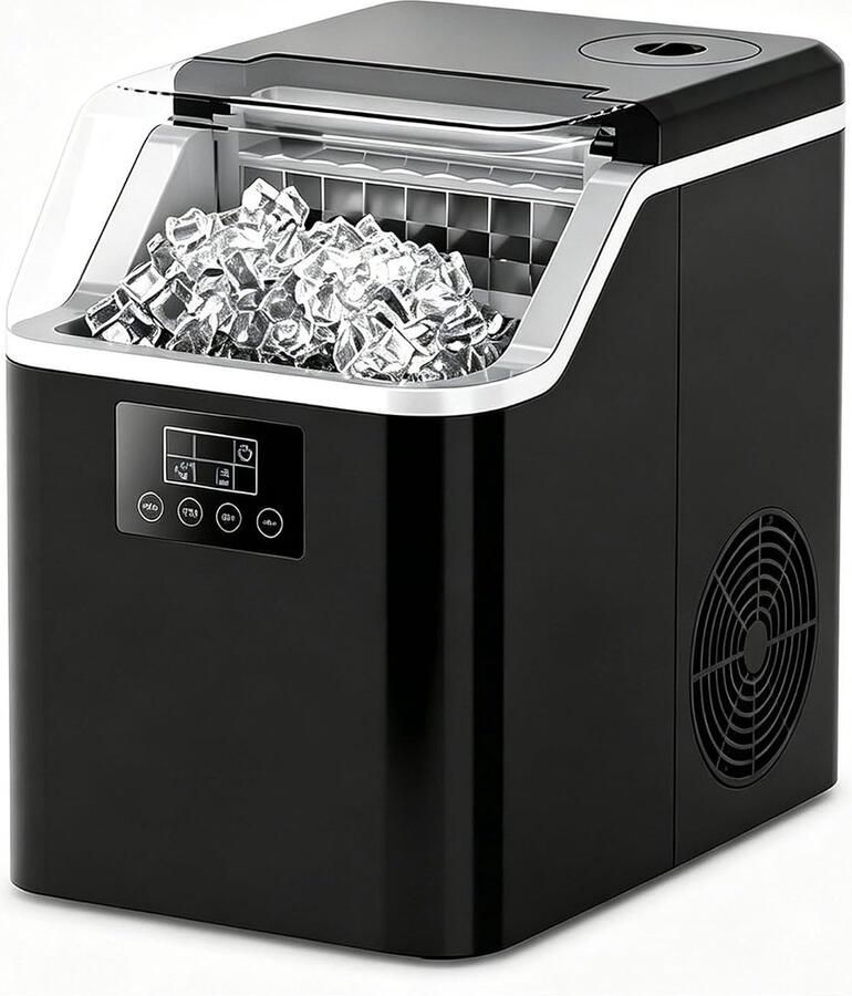 Tafelijs machine Huishoudelijke ijsmaker Dranken Koelen 24 Blokjes per Cyclus 19kg Dagijs Zilver