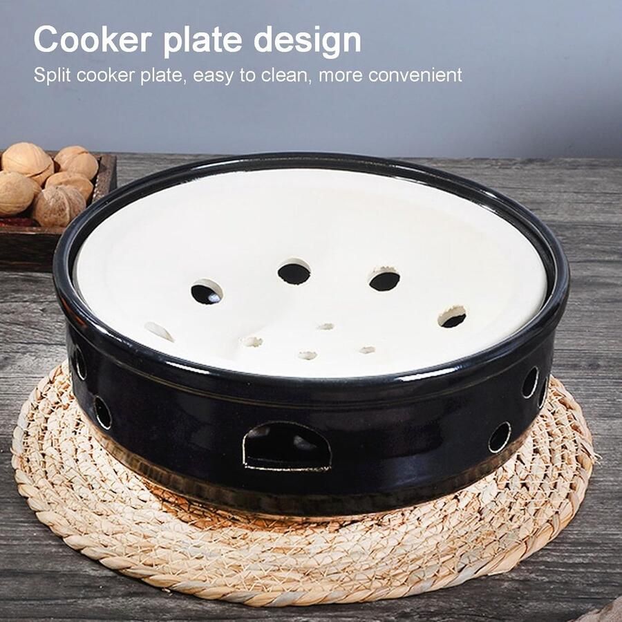 Tafelkachel Barbecue Japanse Grill Buiten Koken Hittebestendig Aardewerk 27x11 cm Wit - Foto 2