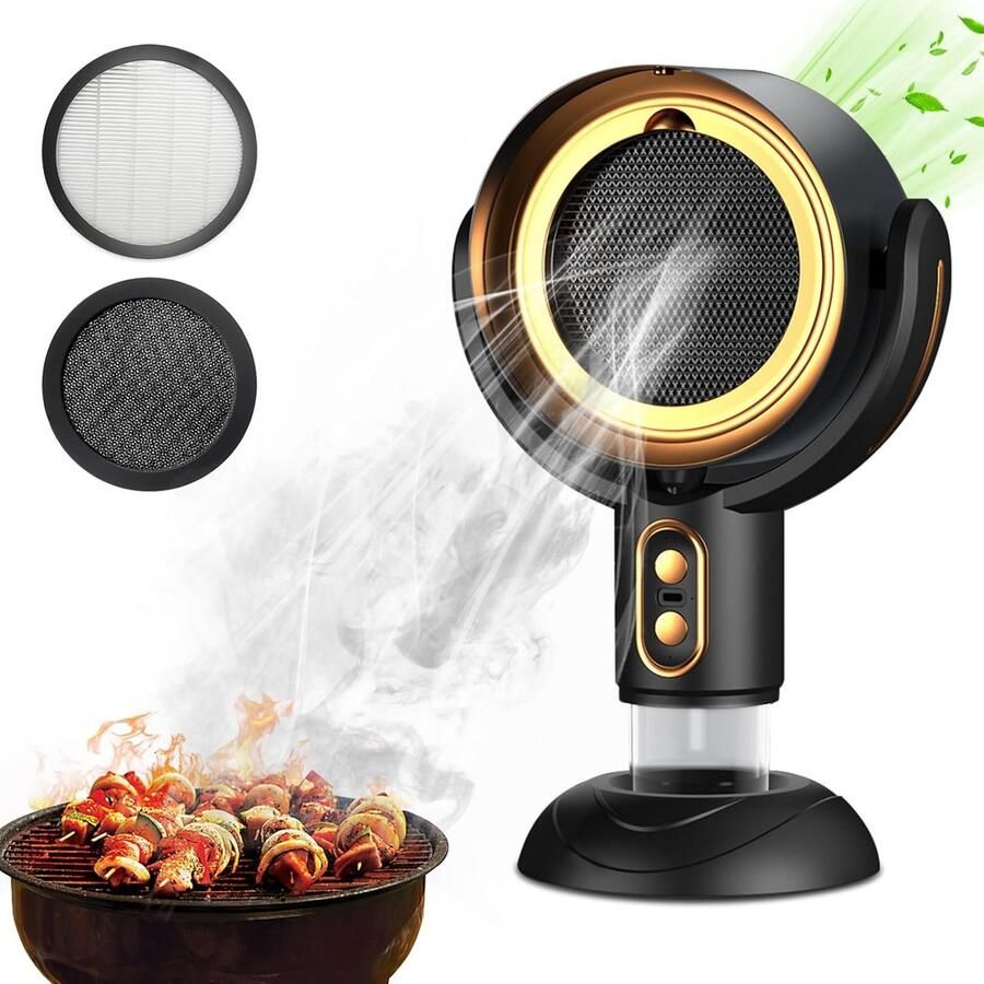 Tafelmodel afzuigkap compacte draagbare afzuigventilator met twee snelheden verwijderbaar en wasbaar filter opvangbak voor olie met grote capaciteit draadloze tafelmodel keukenafzuigkap geschikt voor barbecues binnenshuis hotpot-bijeenkomsten