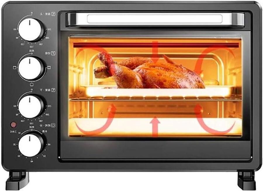 Tafelmodel Oven Compacte Keukenoven Cakes Bakken Vier Verwarmingsstanden 25 Liter Capaciteit Zwart RVS