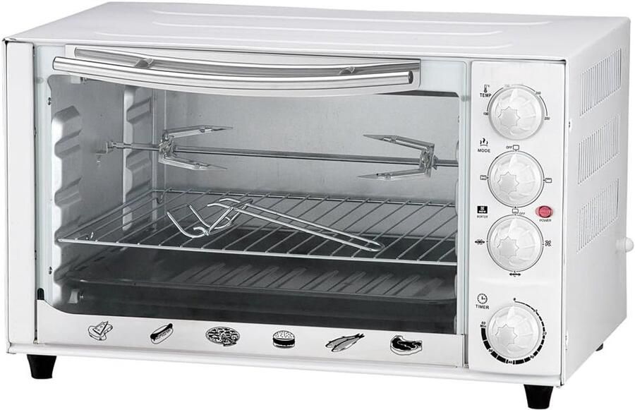 Tafeloven Convectie Mini Oven Elektrische Oven Bakken en Grillen Grote Capaciteit 35 liter Wit Zwart