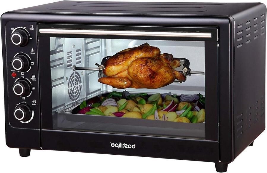 Tafeloven met Convectie Oven Klein Recepten Bereiden Dubbel Veiligheidsglas 55 liter Zwart