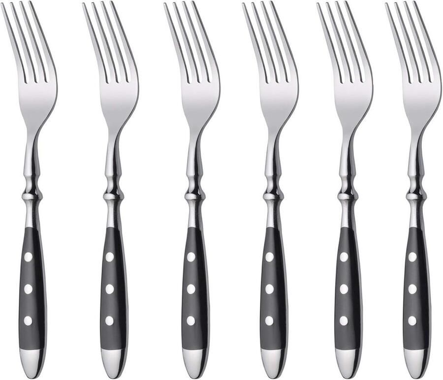 Tafelvorken Set Diner Vorken Dagelijks Gebruik Gesmede Kwaliteit 6 Stuks Zwart