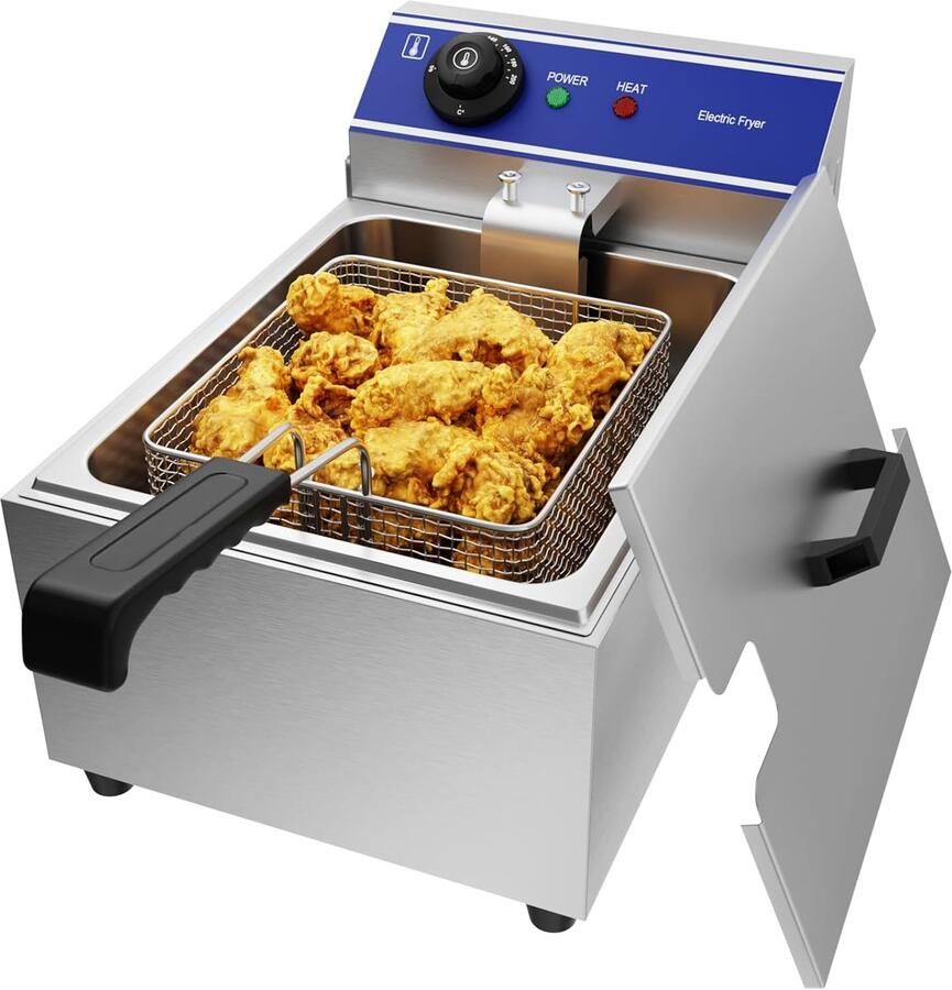 TAIMIKO Commercial Electric Fryer Single Tank Stainless Steel 3000W 220V-240V Thermostat 60-200℃ ShopVlot