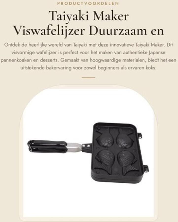 Taiyaki Bakvorm Dubbele Bakvorm Antiaanbaklaag Hoogwaardige Materialen Anti-verbrandingshandvat Duurzaam en Slijtvast Wafelmaker