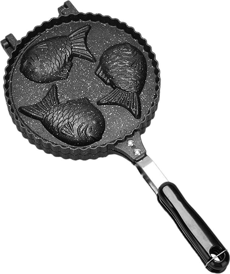 Taiyaki Cake Pan Viswafelmaker Wafelijzer Zelf Desserts Maken Antiaanbaklaag 41 cm Zwart