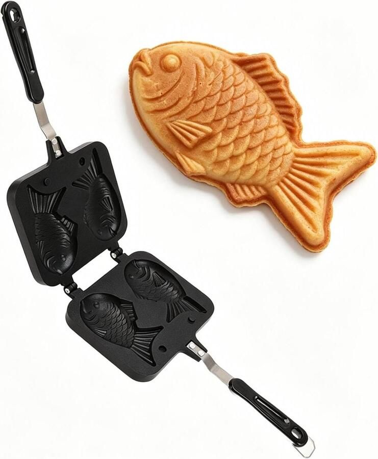 Taiyaki Maker Vis Vorm Pan Thuis Diy Koken Dubbele Pan Niet-klevend Rood