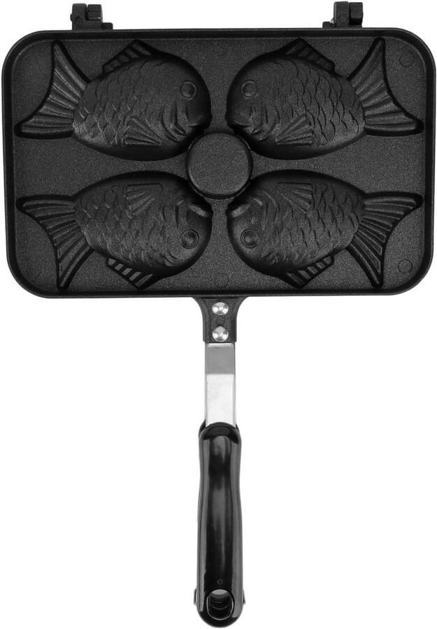 Taiyaki Wafelpan Visvormige Pan Klassieke Wafels Maken Antiaanbaklaag 14.5x24x3 cm Zilver