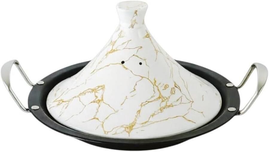 Tajine Stoofpan Marokkaanse Pan Stoofpot Traditioneel Koken Stoomventiel 34 cm Zwart