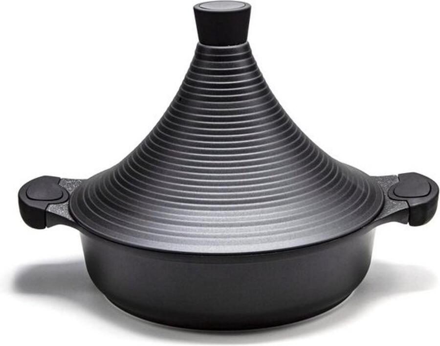 Tajineschotel Marokkaanse pan Traditioneel koken Kegelvormig deksel 28 cm diameter Zwart