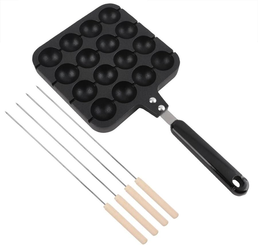 Takoyaki Grill Pan Pannenkoekenplaat Bakvorm Snacks Maken 16 Gaten Non-stick 33 x 17 x 3 cm