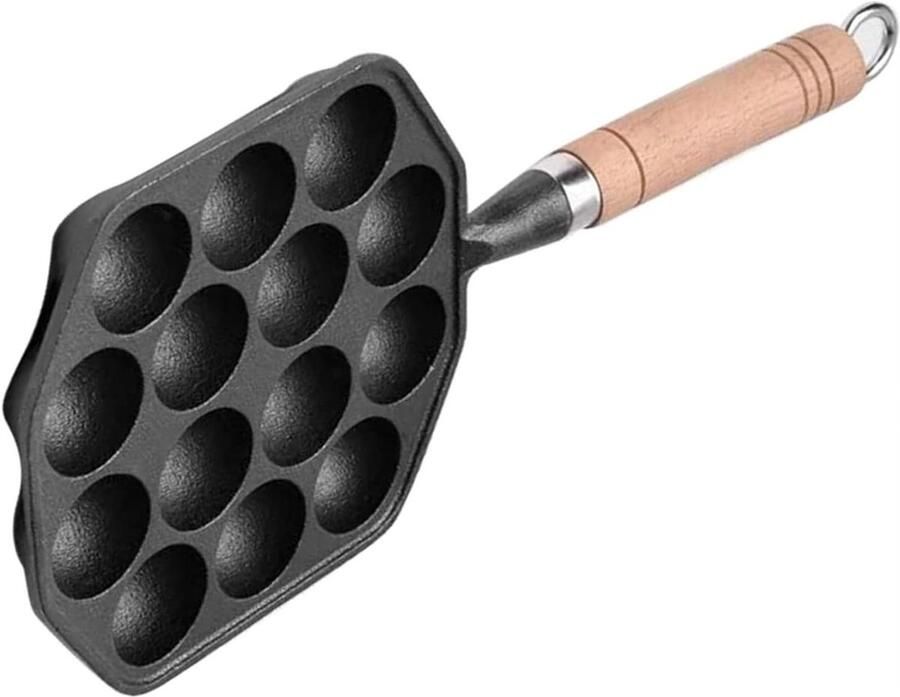 Takoyaki Grill Pan Poffertjes Pan Octopus Ballen Thuis Streetfood Maken 14 Gaten Non-stick Niet gespecificeerd Zwart